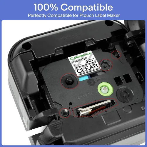 Miniatura 2 de GREENCYCLE TZe-111 - Cinta adhesiva transparente laminada de 0.23 pulgadas compatible con Brother P-Touch TZ-111 TZe111, cinta negra sobre