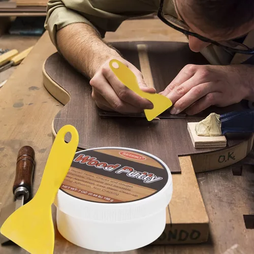 Miniatura 6 de DEWEL Masilla de relleno de madera, kit de reparación de muebles de madera, relleno de madera blanca manchable y paintab, reparación rápida