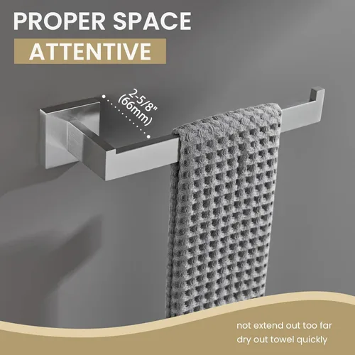 Miniatura 6 de Suyar Toallero de baño, barra de toalla de mano de acero inoxidable SUS 304 para pared, níquel cepillado