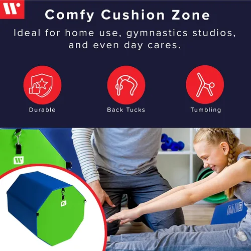 Miniatura 2 de We Sell Mats - Alfombrilla de gimnasia octogonal con forma de destreza, para volteretas, saltos y puente, entrenador para gimnasia, porrismo y artes