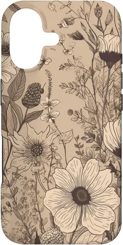 Miniatura 32 de Funda para iPhone 13 Pro Beige Tan Wildflower Floral Minimal Flower Boho