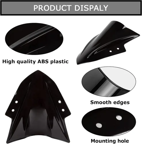 Miniatura 4 de Parabrisas doble burbuja deflector de viento pantalla para Ninja 300 EX300R EX300 2013-2017 2013 2014 2015 2016 2017 negro
