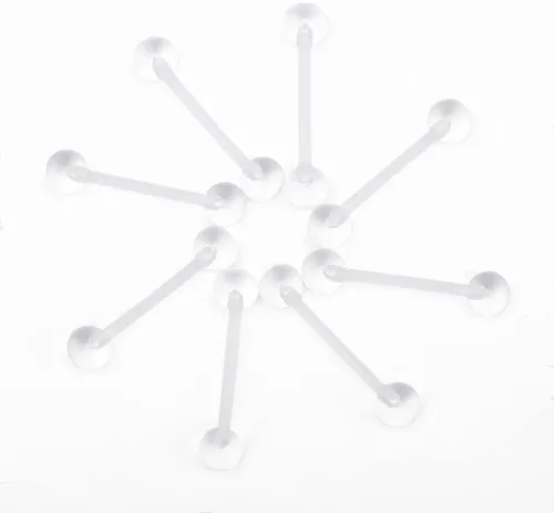Miniatura 5 de CrazyPiercing Anillo de lengua transparente con bola y barra transparente 14G o anillo de pezón