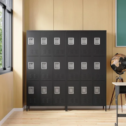 Miniatura 7 de Armario de almacenamiento de metal, casilleros con cerradura de 72 pulgadas para empleados, hogar, oficina, escuela, requiere montaje