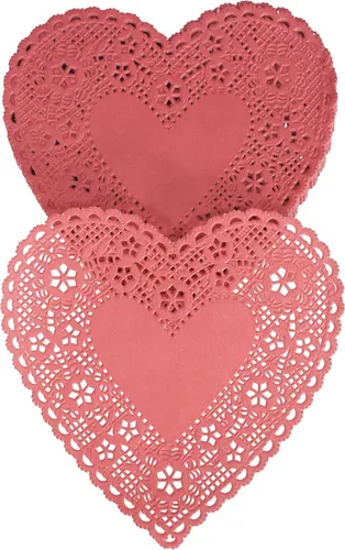 Miniatura 2 de School Smart Tapete de encaje de corazón troquelado de papel, 6 pulgadas, rojo, paquete de 100