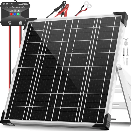 Voltset Cargador de batería solar de 12 V – Kit de panel solar impermeable de 20 W con controlador MPPT inteligente – Mantenedor de cargador de