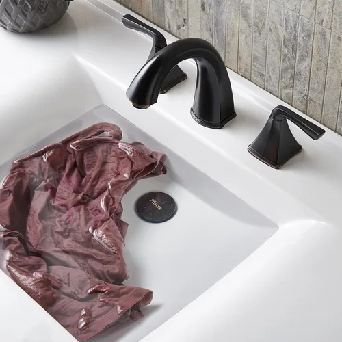 Miniatura 7 de Pfister Selia LF049SLYY - Grifo para lavabo de baño, 8 pulgadas de ancho, 2 asas, 3 agujeros, acabado de bronce toscano, LF049SLYY