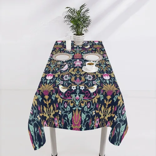 Miniatura 385 de Mantel Floral Retro de Pájaros, Diseño Original Bohemio William Morris Estampado Cubierta de Mesa para Hogar Picnic Fiesta Comedor Cocina William