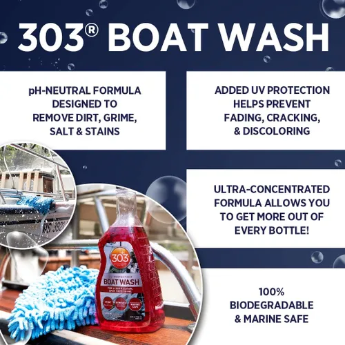 Miniatura 4 de 303 Products Marine Boat Wash con protector UV, para una limpieza profunda, brillo sin manchas, protección UV de 30 días, elimina la sal