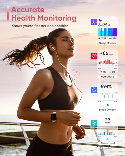 Miniatura 4 de Fitpolo Paquete de 2 relojes inteligentes para hombres y mujeres, Alexa integrado y llamadas Bluetooth (respuesta/hace), rastreador de actividad