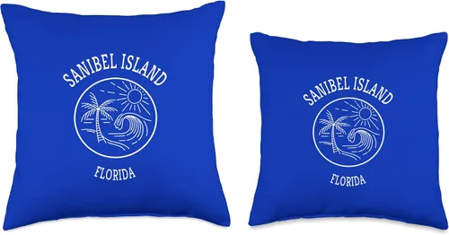Miniatura 3 de Sanibel Island Florida Beach Clothing- DZignLine Retro Cool Sanibel Island Florida Scenic Beach Wave - Almohada novedosa, 16 x 16 pulgadas