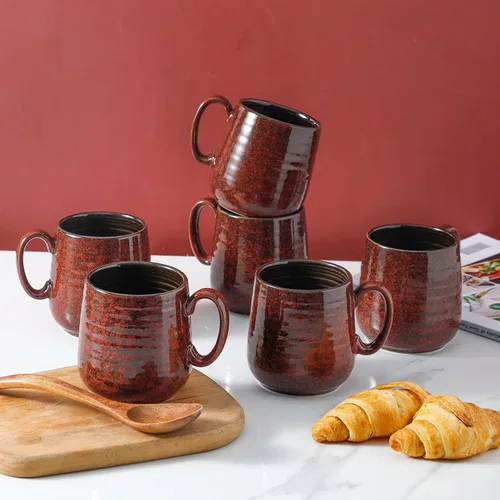 Miniatura 5 de Tazas de café Hasense 8 oz, juego de 6 tazas pequeñas de cerámica para expreso, tazas mini con asa para café, té y cacao, tazas modernas para regalo
