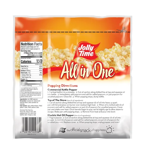 Miniatura 2 de JOLLY TIME Kit de palomitas de maíz todo en uno, paquetes de porciones con granos, aceite y sal para cine o máquinas de reventar aire