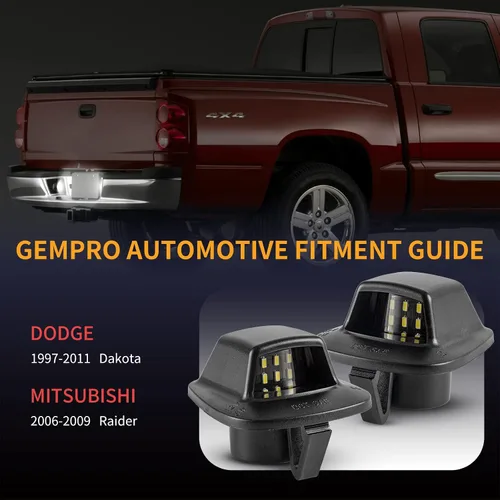Miniatura 7 de Gempro Luz LED de matrícula para Dodge Dakota 1997-2011 luz trasera 2 piezas, 6000 K blanco