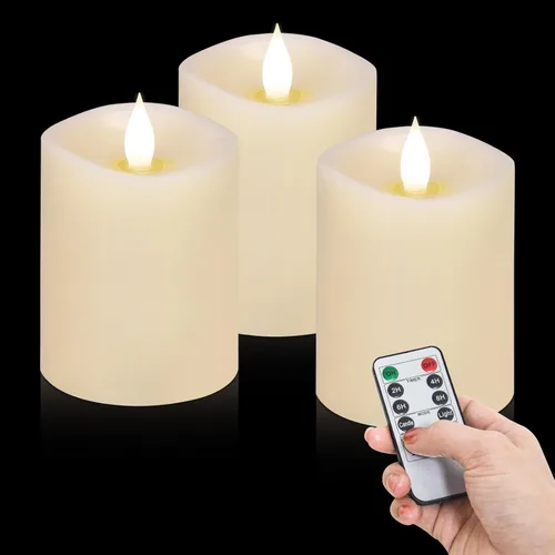 Miniatura 24 de Velas sin llama de 3 x 3 que funcionan con pilas con temporizador remoto, duran 600 horas, velas de batería parpadeantes, velas LED eléctricas