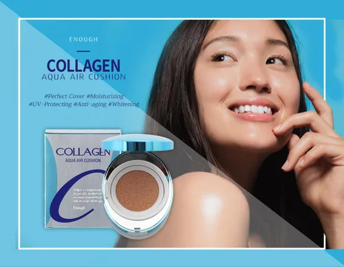 Miniatura 6 de Enough Cojín de aire de colágeno Aqua, base hidratante con SPF50, acabado húmedo y refuerzo de colágeno, belleza coreana esencial para piel #13