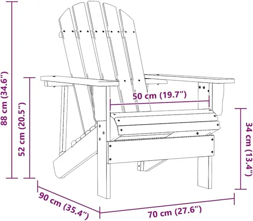 Miniatura 2 de Blue Adirondack Chair, 34.1"x27.4"x35.2" Solid Fir, 242.5 lb, Patio/Balcony