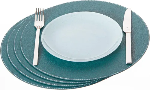 Miniatura 13 de Nikalaz Nikalaz - Juego de 4 manteles individuales redondos de cuero reciclado de 15 pulgadas, decoración de mesa de comedor y cocina (negro)