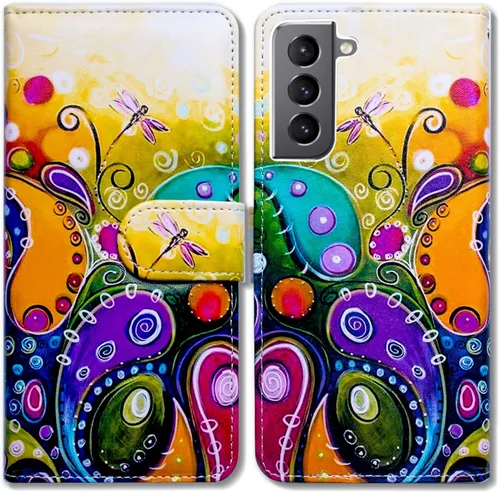 Miniatura 17 de Bcov Funda para Galaxy S22, diseño de pájaro negro y verde con tapa para teléfono con ranura para tarjeta y soporte para Samsung Galaxy S22 5G