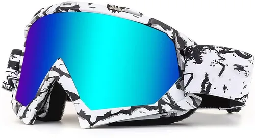 Miniatura 14 de BATFOX Gafas de Motocicleta Gafas Protectoras Moto de Cross Motocross Seguridad ATV Táctica Conducción (Azul Negro, Adulto)