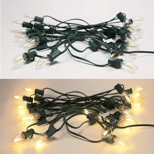 Miniatura 5 de Bombillas LED de repuesto C7 E12 de 0.6 W equivalentes a 7 W, blanco cálido de 2700 K para exteriores e interiores, lámparas de sal de árbol de C7