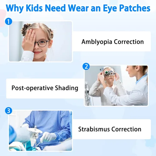 Miniatura 7 de Parches para ojos para niños, parche de seda reutilizable para ojos perezosos, parches ortopédicos de ambliopia para niños y niñas, cubierta de ojo