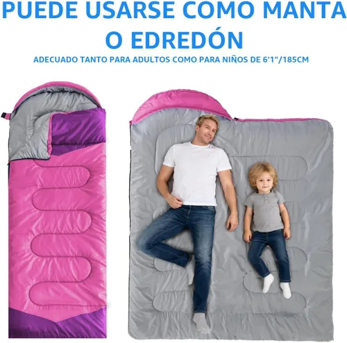 Miniatura 3 de Oaskys - Saco de dormir para acampar, para 3 estaciones, clima cálido y fresco, verano, primavera, otoño, ligero, resistente al agua, para adultos