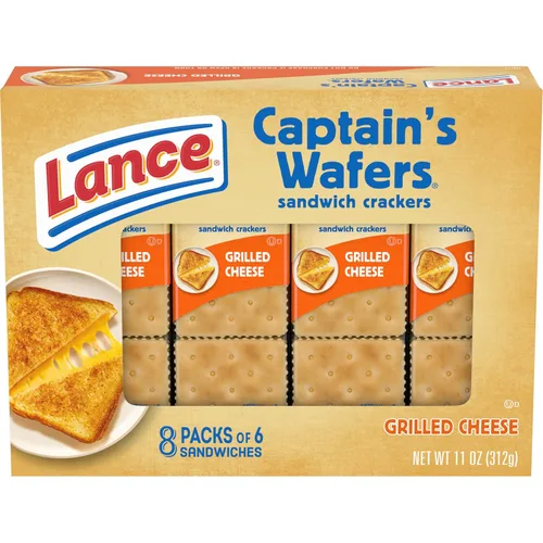 Lance Galletas tipo sándwich, obleas de queso a la parrilla del capitán, caja de 8 unidades