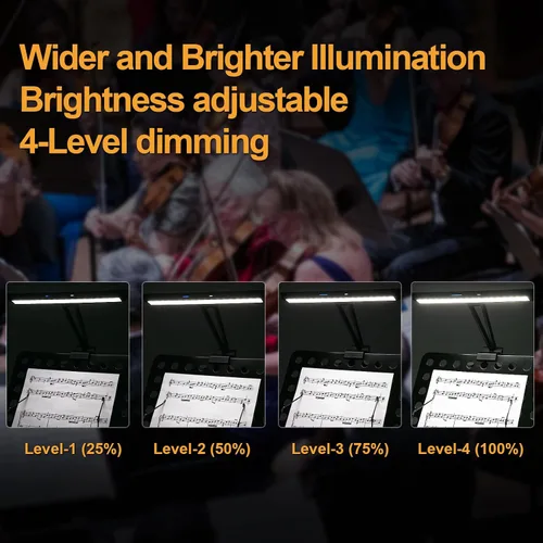 Miniatura 6 de Luces de soporte de música, luz LED con clip, batería extraíble, funciona con batería recargable, lámpara de abrazadera USB-C de larga duración
