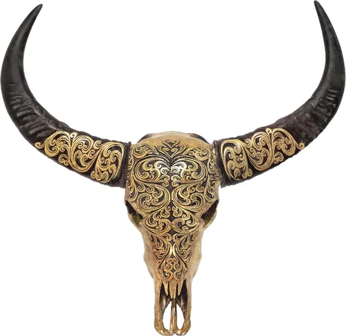 Miniatura 9 de Skull Bliss - Auténtica calavera de búfalo tallada a mano de taxidermia real/Decoración de pared única con calavera de toro real/Decoración genuina