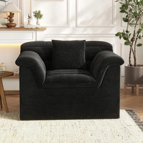 Miniatura 8 de Sofá Seccional Cloud de 51", Sofá Modular Moderno con Asiento Profundo, Cómodo Sofá Individual Comprimido, Sofás Tapizados de Pana para Sala de Beige