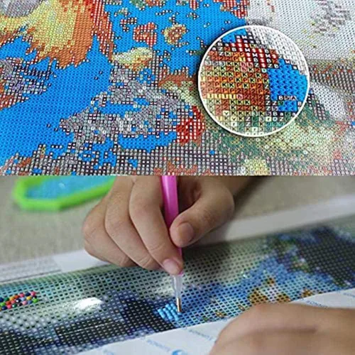Miniatura 6 de Pintura de diamantes de calavera de azúcar 5D, kit de numeración de maquillaje de esqueleto de moda, arte de pared de rosa roja, arte de pared