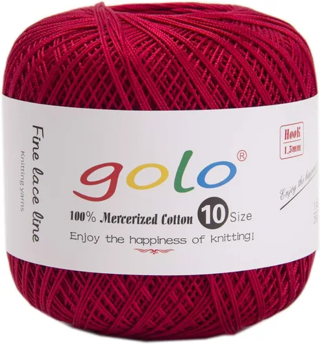 Miniatura 37 de Golo - Bolas de hilo para crochet de algodón tamaño 10, color algodón para crochet D-Fresa D078-fresa