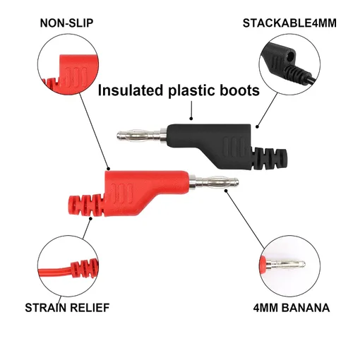 Miniatura 4 de Cable coaxial de la ventaja de la ventaja de la prueba del enchufe del plátano dual apilable del varón de 4.2Ft BNC para el osciloscopio