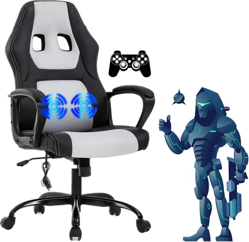 Miniatura 10 de Silla para videojuegos, silla de oficina de masaje, sillas ergonómicas de videojuegos, silla de computadora reclinable ajustable con soporte lumbar
