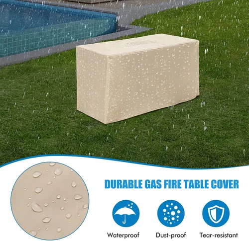 Miniatura 8 de Tangkula Patiojoy - Mesa de fuego de propano de 43 pulgadas, mesa de fuego de gas para exteriores de 50,000 BTU con mesa de grano de madera