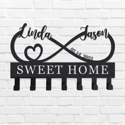 Miniatura 11 de Soporte personalizado para llaves de pared, ganchos de pared con nombre de familia, organizador de llaves de metal, decoración para colgar llaves