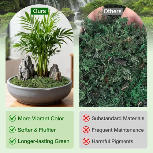 Miniatura 4 de Halatool Musgo verde falso para plantas de interior, 10 onzas de musgo artificial seco para manualidades, jardín de hadas, terrario, artes, 10oz