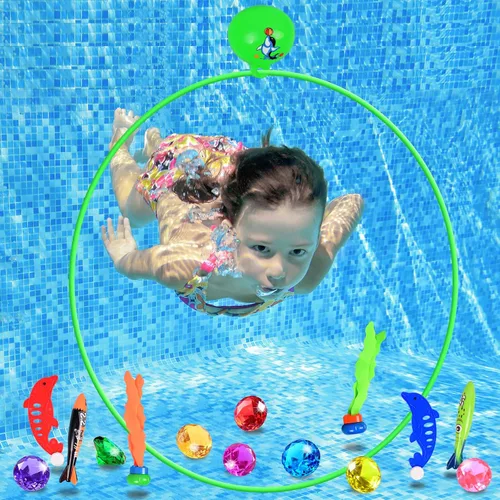 Miniatura 2 de EnriQ Juguetes de piscina, anillos de buceo, anillos de natación, juego de piscina, juguetes de natación con anillo de buceo, gemas de buceo bajo