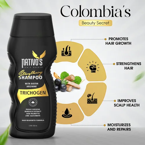 Miniatura 3 de Nativo's Champú fortalecedor para adelgazar el cabello – Fórmula de biotina, trichogen, palma enana americana y zinc – Volumizante y engrosante