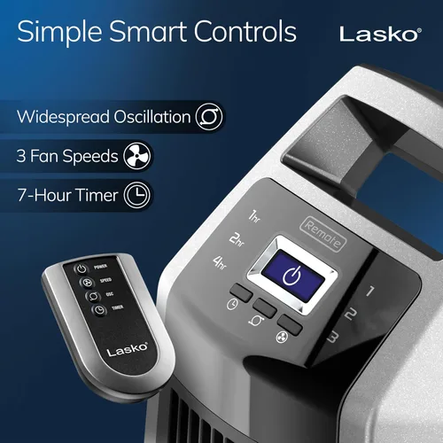 Miniatura 3 de Lasko U35115 - Ventilador de torre oscilante de alta velocidad para habitación, garaje, sótano y gimnasio con control remoto, temporizador, 3