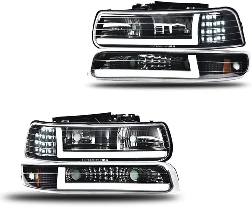 Miniatura 13 de G-PLUS - Juego de faros delanteros compatible con Chevy Silverado 1500 2500 & HD 3500 1999-2002/Compatible con Chevy Suburban/Tahoe 2000-2006, faros