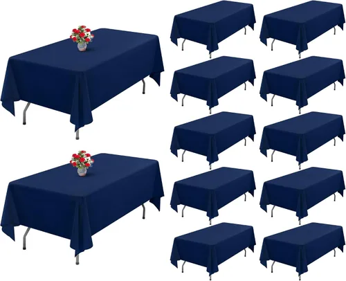 Miniatura 136 de Showgeous Paquete de 4 manteles rectangulares de poliéster de 60 x 102 pulgadas, resistentes a las arrugas, lavables, para bodas, mesas de comedor