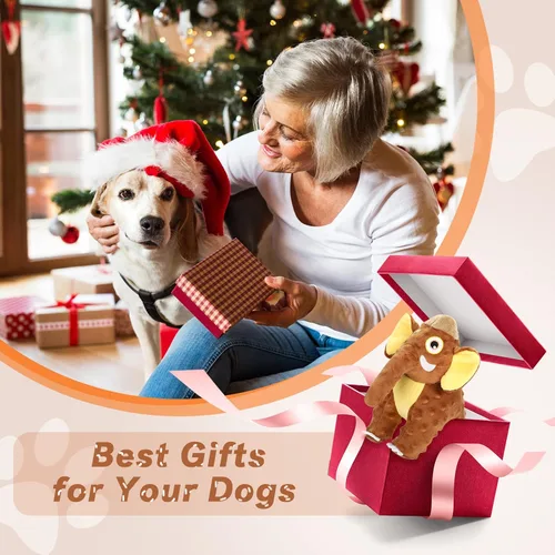 Miniatura 7 de Letsmeet Juguetes para perros duraderos y chirriantes de felpa para la dentición del cachorro, juguetes masticables para perros pequeños, medianos