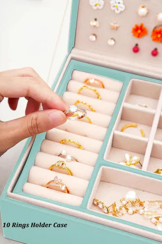 Miniatura 151 de Joyero de pendientes para mujeres y niñas, organizador de aretes de 5 capas, caja organizadora de joyas blanca con candado, collares y aretes