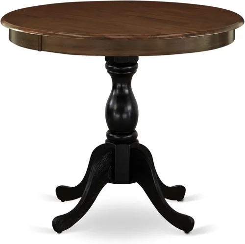 Miniatura 11 de East West Furniture AMT-ABC-TP - Mesa de cocina moderna y antigua, mesa de comedor redonda con base de pedestal, 36 x 36 pulgadas, crema