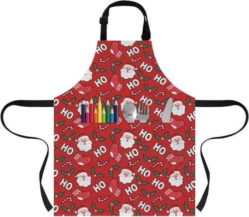 Miniatura 26 de doginthehole Delantal para niños con bolsillo para niños y niñas, delantales de chef ajustables con 2 bolsillos para cocinar, pintar
