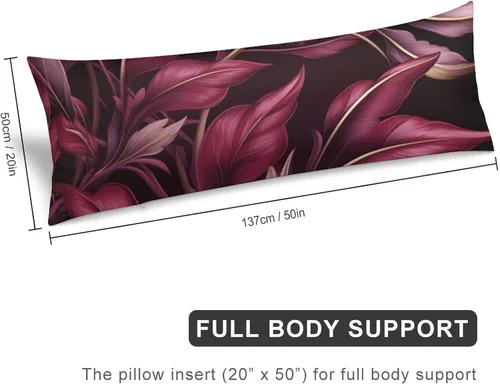 Miniatura 2 de Elegant Leaves - Funda de almohada de poliéster (20 x 54 pulgadas), color burdeos