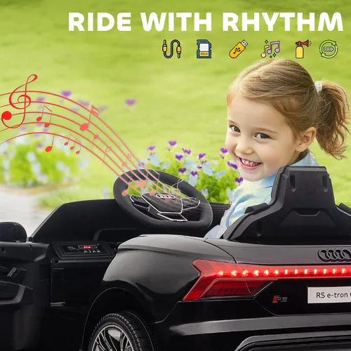 Miniatura 9 de Aosom Carro de juguete con licencia Audi RS e-tron GT de 12V para niños, vehículo eléctrico con control remoto para padres, música, luces, para Negro