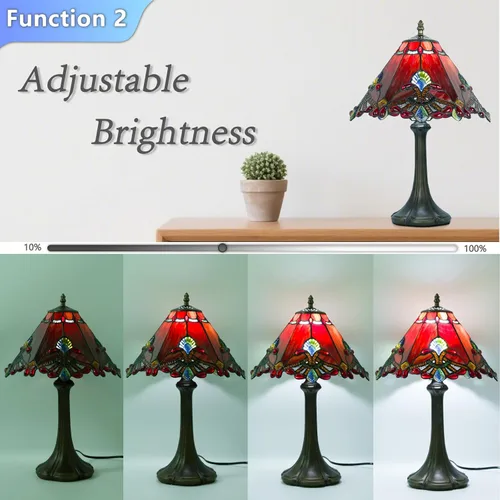 Miniatura 4 de JHuiLap Lámpara de mesa estilo Tiffany de 12 pulgadas, lámpara barroca de vidrieras con control remoto, regulable continua y 3 temperaturas